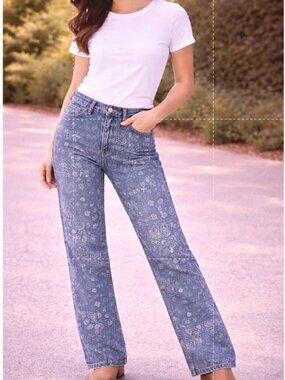 Levi’s 501 Paisley Print Jeans Woman Button Fly Straight Leg Bandana 5010136